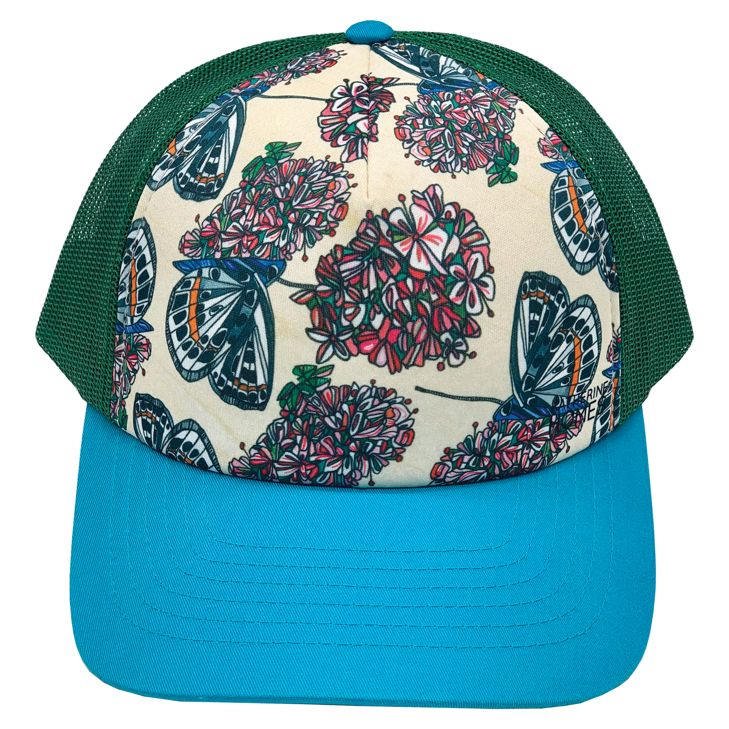 El Segundo Blue Butterfly  | Trucker Hat | Blue Teal | Lush Green Mesh